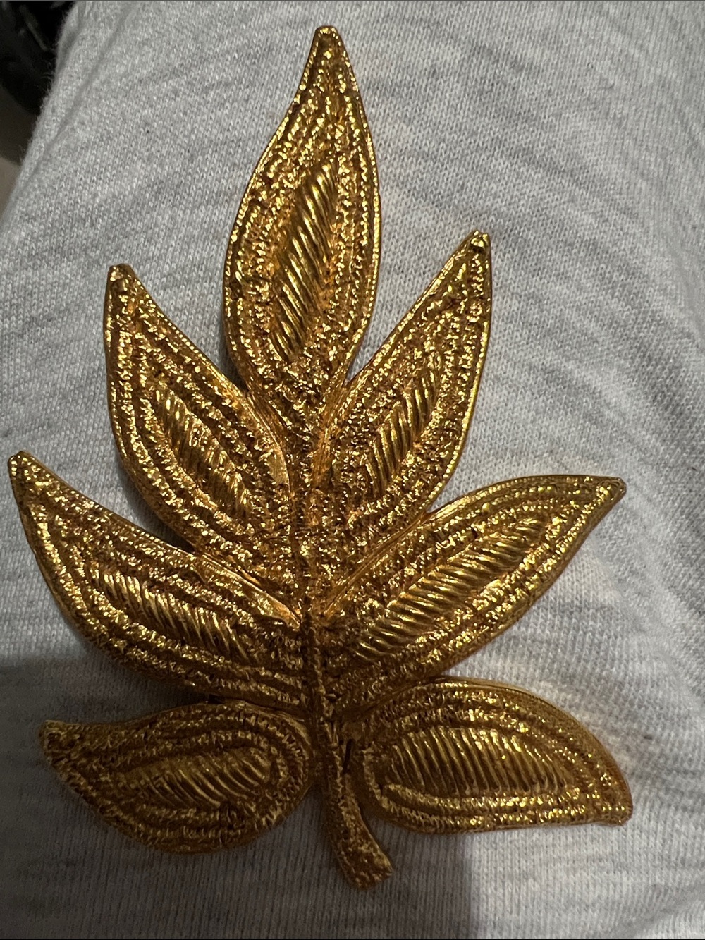 Vintage Carol Dauplaise Signed Gold Tone Statement Leaf Brooch Pin